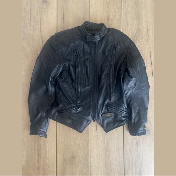 womens Harley Davidson Motorcycle leather Riding jacket black FXRG armored